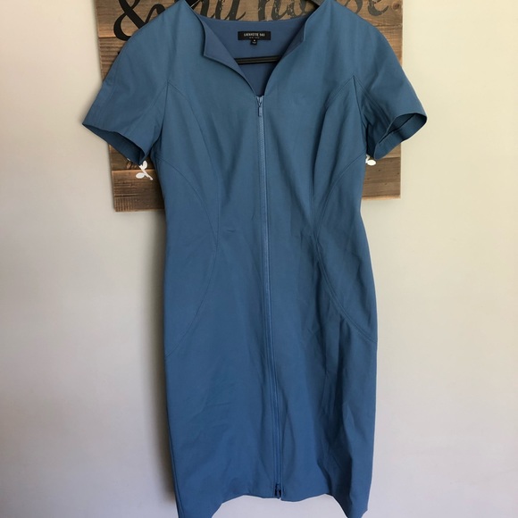 Lafayette Blue Front Zipper Dress - Picture 2 of 7